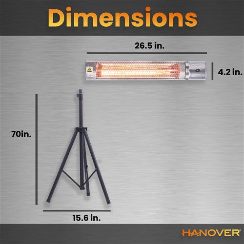 Hanover - 26.5 in Electric Wall/Hanging Heater-2 heat settings, with Remote &tripod - Black-United Backyard