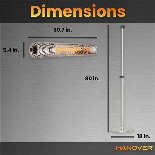 Hanover - 30.7" Electric Infrared Carbon Lamp with Remote Control and Stand - Silver-United Backyard