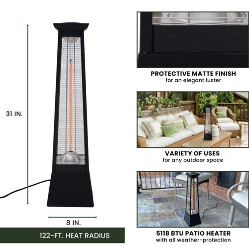 Hanover - 31 in Carbon Fiber Pyramid Heater - Black-United Backyard