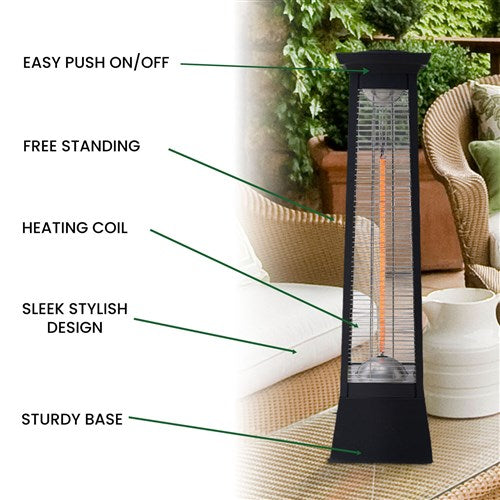 Hanover - 31 in Carbon Fiber Pyramid Heater - Black-United Backyard