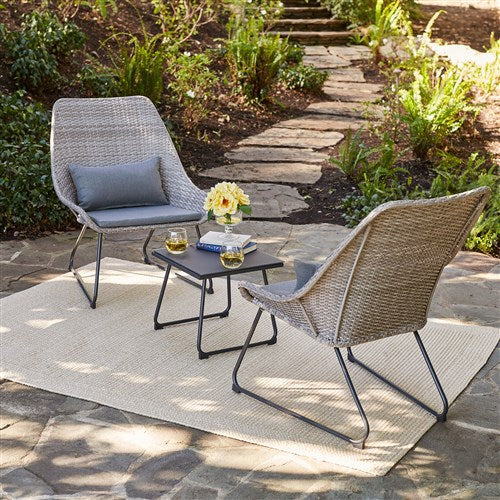 Hanover - 3pc Seating Set: 2 steel side chairs, accent table - Gray-United Backyard