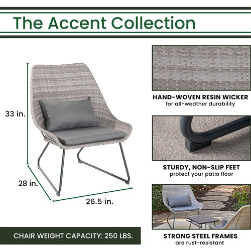 Hanover - 3pc Seating Set: 2 steel side chairs, accent table - Gray-United Backyard