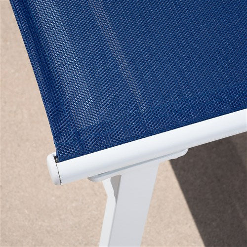 Hanover - Aluminum Sling Chaise Lounge - White/Navy-United Backyard