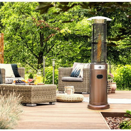 Hanover - Cylinder Flame Glass Patio Heater, 6', Propane, 34,000 BTU - Golden Hammer-United Backyard