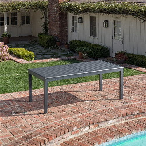 Hanover - Dawson 11pc: 10 Aluminum Sling Chairs, 78-118" Aluminum Extension Table - Gray/Gray-United Backyard