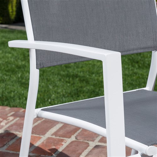 Hanover - Dawson 11pc: 10 Aluminum Sling Chairs, 78-118" Aluminum Extension Table - White/Gray-United Backyard