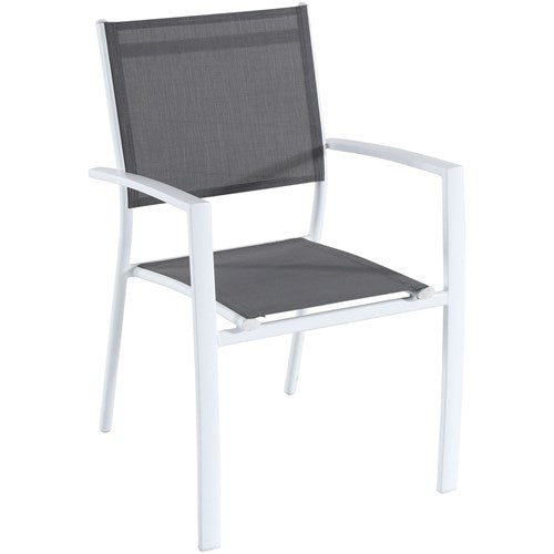 Hanover - Dawson 11pc: 10 Aluminum Sling Chairs, 78-118" Aluminum Extension Table - White/Gray-United Backyard