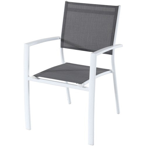 Hanover - Dawson 11pc: 10 Aluminum Sling Chairs, 78-118" Aluminum Extension Table - White/Gray-United Backyard