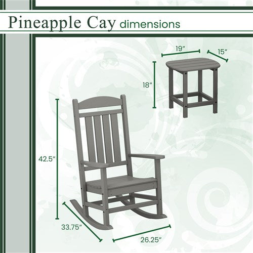 Hanover - Hanover All-Weather Porch Rocker Set: 2 Porch Rockers and Side Table - Grey-United Backyard