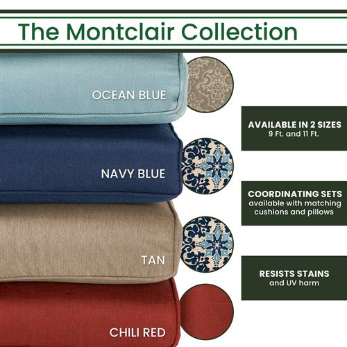 Hanover - Montclair 11' Umbrella - Ocean Blue/Brown-United Backyard