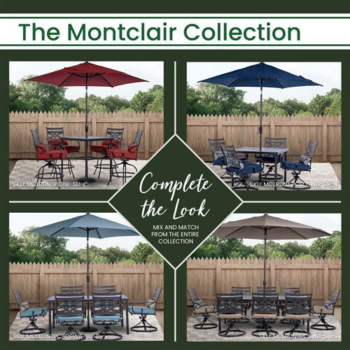 Hanover - Montclair 11' Umbrella - Ocean Blue/Brown-United Backyard