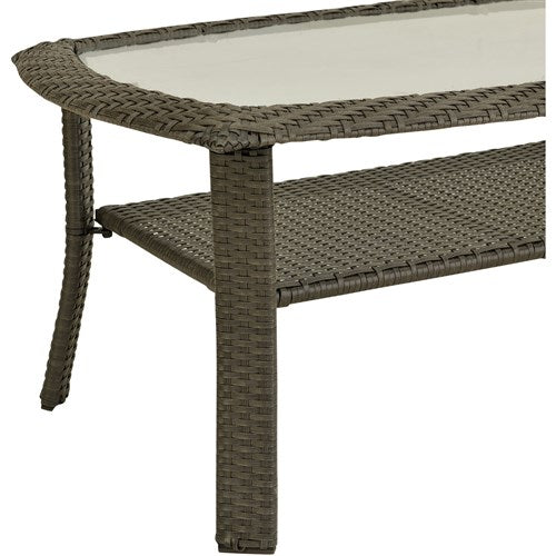 Hanover - Newport Woven Coffee Table with Glass Top - Brown/Glass-United Backyard