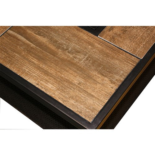 Hanover - San Marino 4pc Fire Pit Set with Wood Grain Tile Top - Brown/Tan-United Backyard