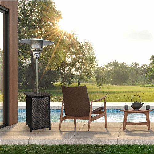 Hanover - Square Wicker Patio Heater, 7' tall, Propane, 48,000 BTU - Brown/Stainless Steel-United Backyard