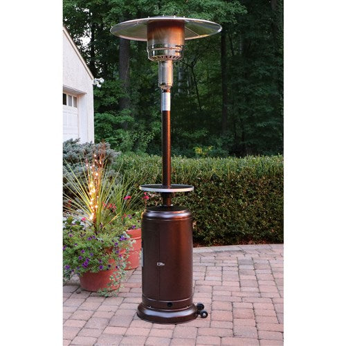 Hanover - Steel Umbrella patio heater, 7" tall, propane, 48,000 BTU with Cover - Hammered Bronze-United Backyard