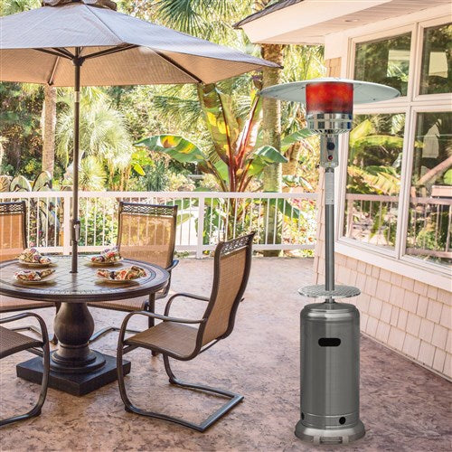 Hanover - Steel Umbrella patio heater, 7" tall, propane, 48,000 BTU with Cover - Stainless Steel-United Backyard
