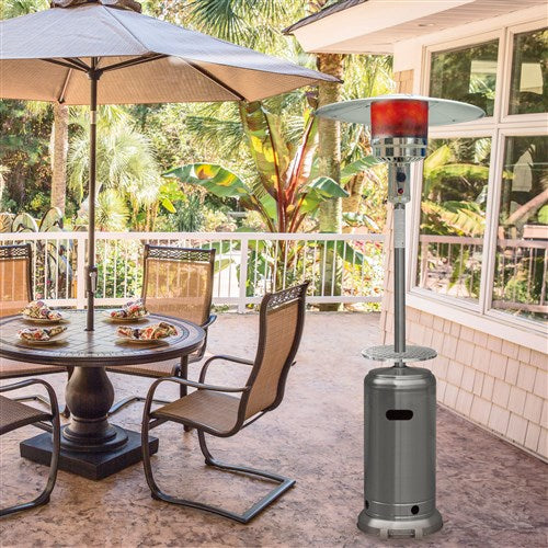 Hanover - Steel Umbrella patio heater, 7" tall, propane, 48,000 BTU with Cover - Stainless Steel/Tan-United Backyard