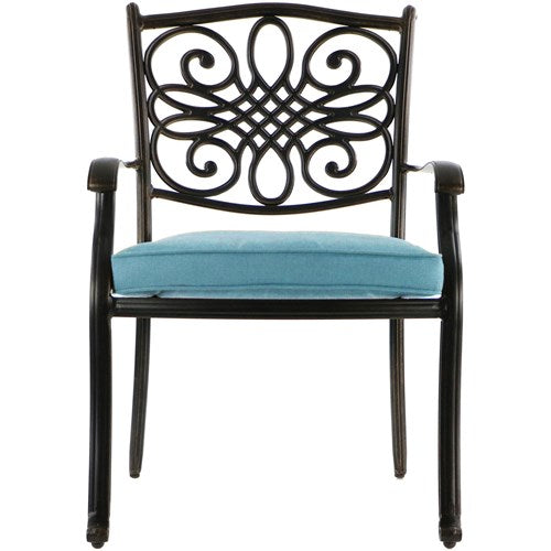 Hanover - Traditions 9pc: 6 Dining Chairs, 2 Swivel Rockers, 42x84" Cast Table - Blue/Cast-United Backyard