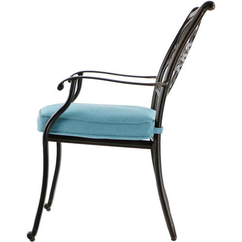 Hanover - Traditions 9pc: 6 Dining Chairs, 2 Swivel Rockers, 42x84" Cast Table - Blue/Cast-United Backyard