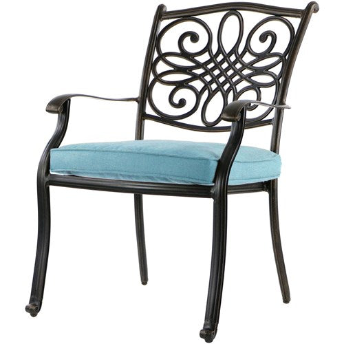 Hanover - Traditions 9pc: 6 Dining Chairs, 2 Swivel Rockers, 42x84" Cast Table - Blue/Cast-United Backyard