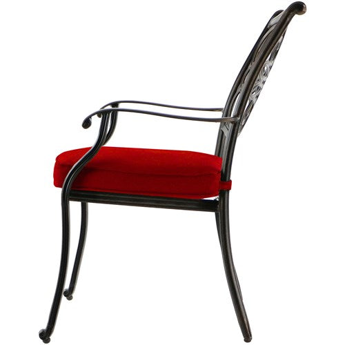Hanover - Traditions 9pc: 6 Dining Chairs, 2 Swivel Rockers, 42x84" Cast Table - Red/Cast-United Backyard