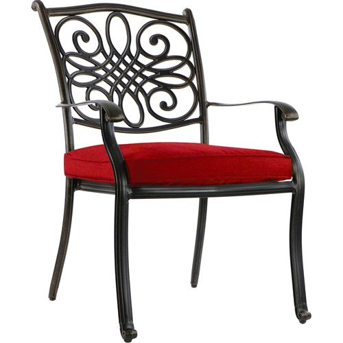Hanover - Traditions 9pc: 6 Dining Chairs, 2 Swivel Rockers, 42x84" Cast Table - Red/Cast-United Backyard