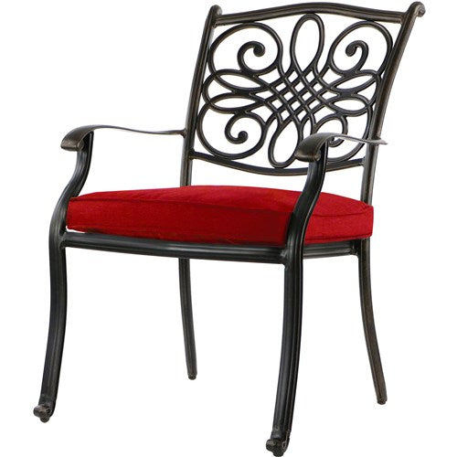 Hanover - Traditions 9pc: 6 Dining Chairs, 2 Swivel Rockers, 42x84" Cast Table - Red/Cast-United Backyard