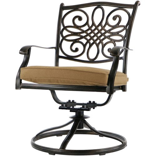 Hanover - Traditions 9pc: 8 Swivel Rockers, 42x84" Cast Table - Tan/Cast-United Backyard