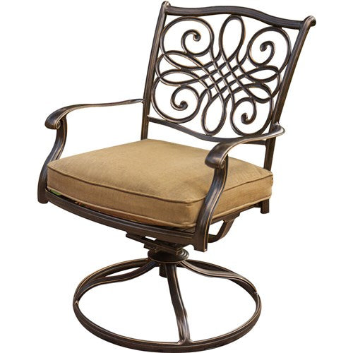 Hanover - Traditions 9pc: 8 Swivel Rockers, 42x84" Cast Table - Tan/Cast-United Backyard