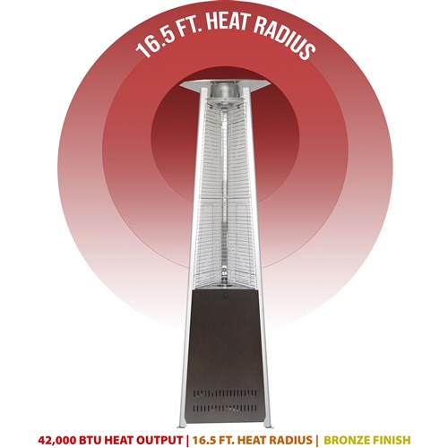 Hanover - Triangle Patio Heater, 7.5' Tall, Propane Flame Glass, 42, 000 BTU - Hammered Bronze-United Backyard