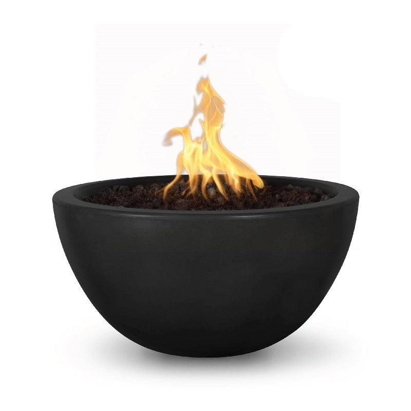The Outdoor Plus - Luna 30 Inch Concrete Match Lit Fire Pit, Rustic White, Natural Gas-United Backyard