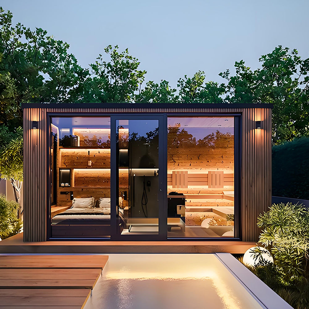 SaunaLume™ Outdoor Integrated Steam & Shower Retreat – Luxury Spa Experience