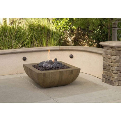American Fyre Design - 36" Reclaimed Wood Bordeaux Square Gas Fire Bowl-United Backyard