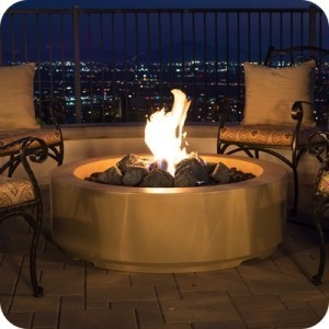 American Fyre Design - 48 Inch Louvre Round Fire Pit, Cafe Blanco, Natural Gas-United Backyard