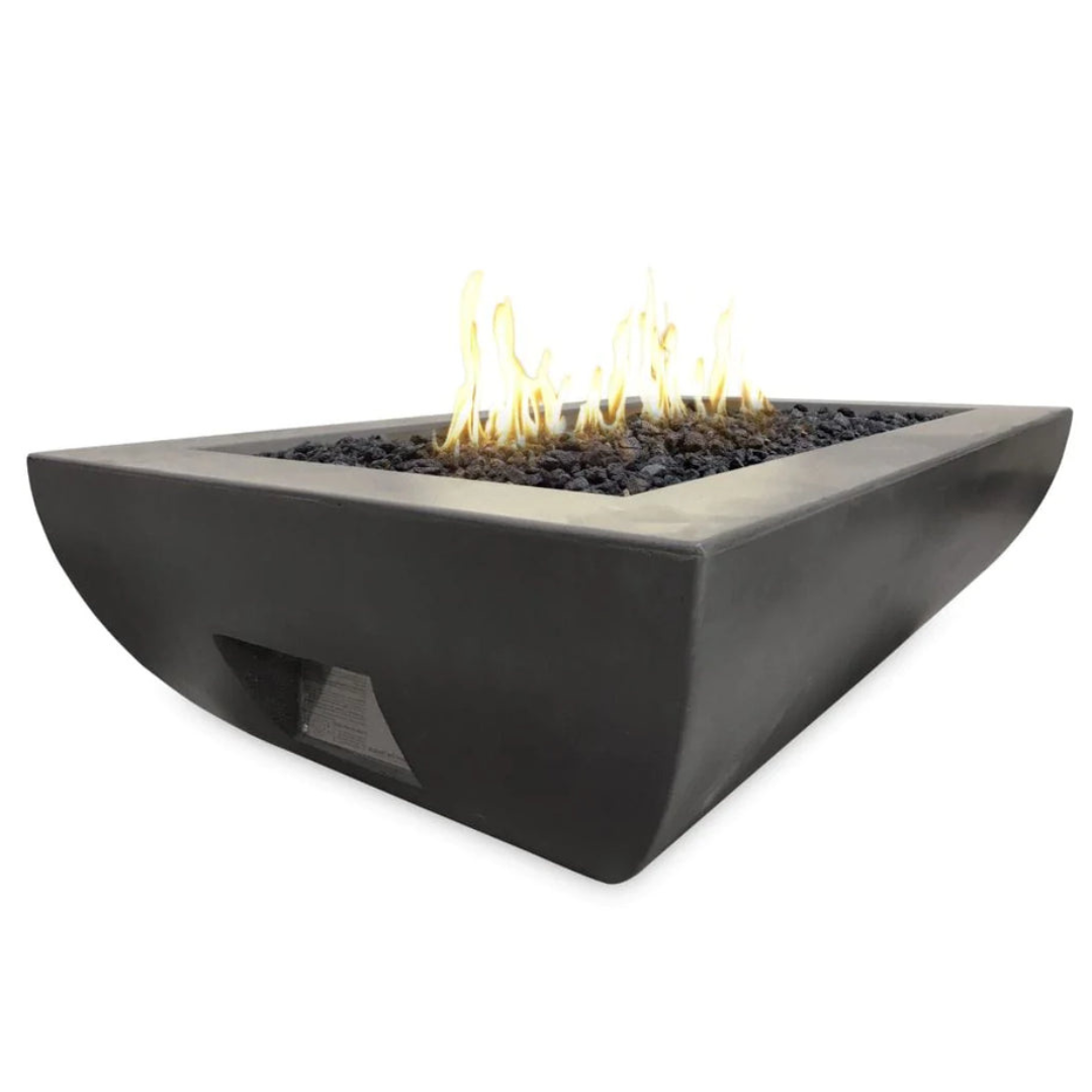 American Fyre Design - 50" Bordeaux Rectangle Fire Bowl, Black Lava, Natural Gas-United Backyard