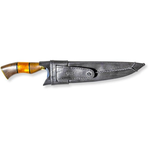 Brazilian Flame - 10" Traditional Line Rumpsteak Knife 3mm with Wooden Handle Leather Case - Picanha Yellow-United Backyard