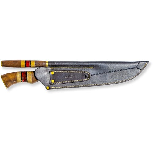 Brazilian Flame - 10" Traditional Line Stainless Steel Knife 3mm with Sharpener and w/Case - Ribs Set Red-United Backyard