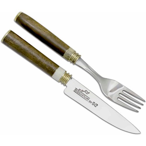 Brazilian Flame - 12 Pc Flatware Fork and Knife Set 5mm Deer Horn and Imbuia Handle-United Backyard
