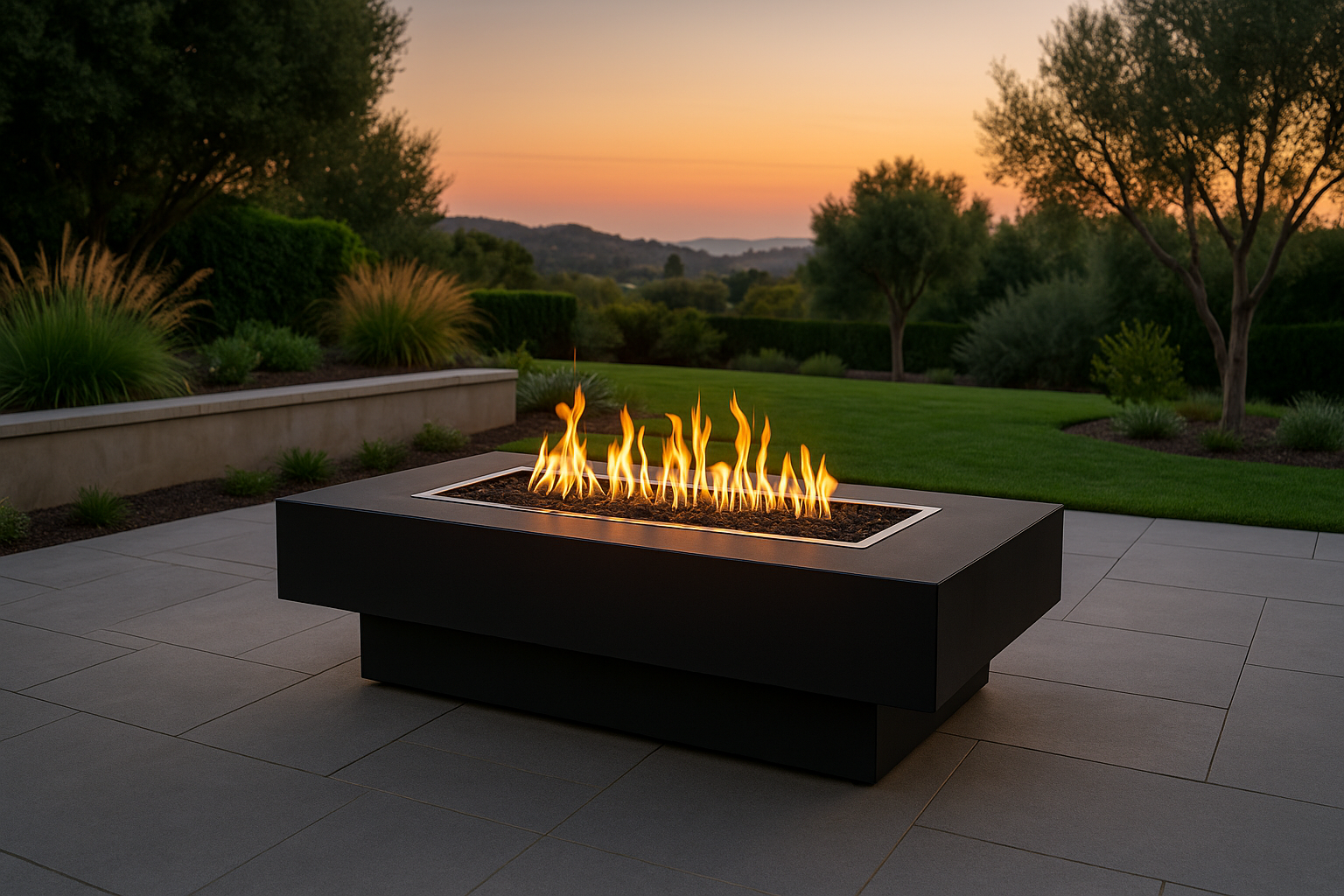 The Outdoor Plus - Coronado 48" Powder Coat Steel Match Lit Fire Pit, Natural Gas - Black