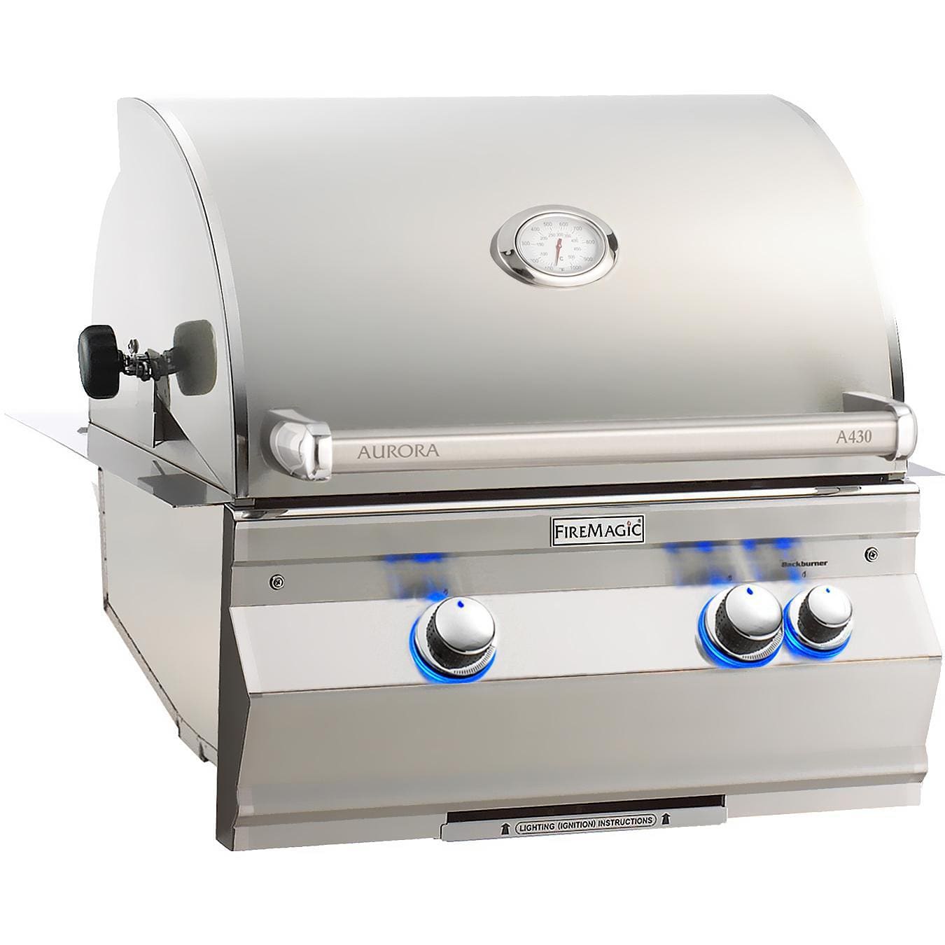 Fire Magic - 24-Inch Built-In Natural Gas Grill with Rotisserie and Analog Thermometer in Stainless Steel-United Backyard