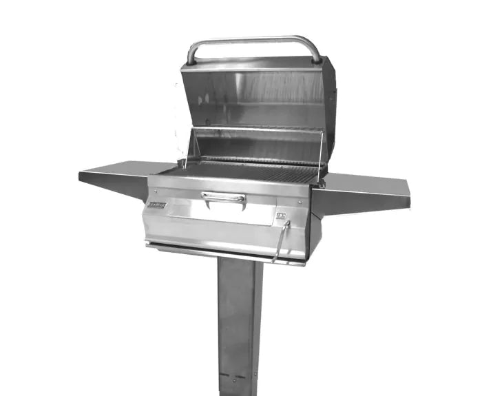 Fire Magic - 24-Inch Legacy Smoker Freestanding Charcoal Grill On Patio Post in Stainless Steel-United Backyard