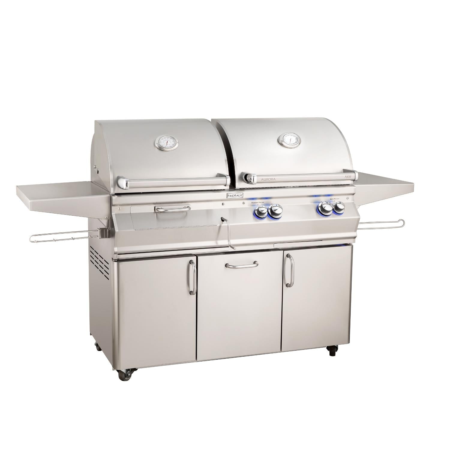 Fire Magic - 46-Inch Aurora Freestanding Liquid Propane Gas & Charcoal Combo Grill with Analog Thermometer-United Backyard