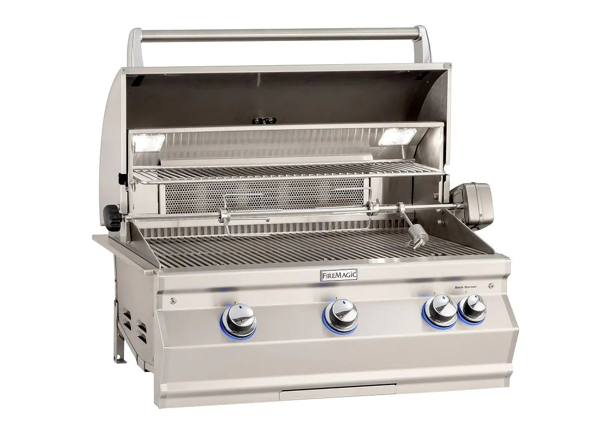 Fire Magic - Aurora 30-Inch Built-In Natural Gas Grill With One Infrared Burner & Analog Thermometer-United Backyard