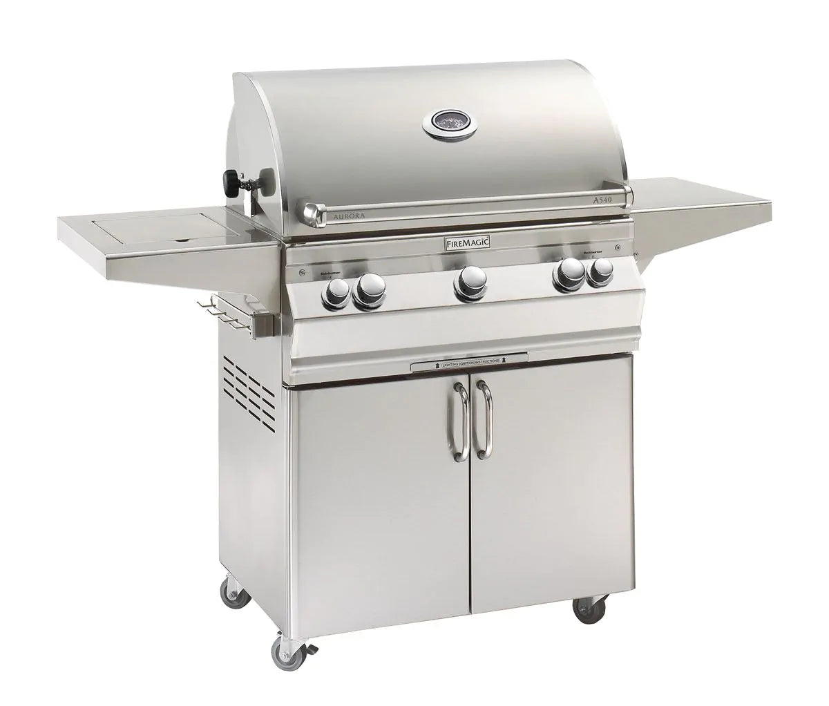 Fire Magic - Aurora A540S 30-Inch Propane Gas Freestanding Grill with 1 Sear Burner, Single Side Burner, Backburner, Analog Thermometer-United Backyard
