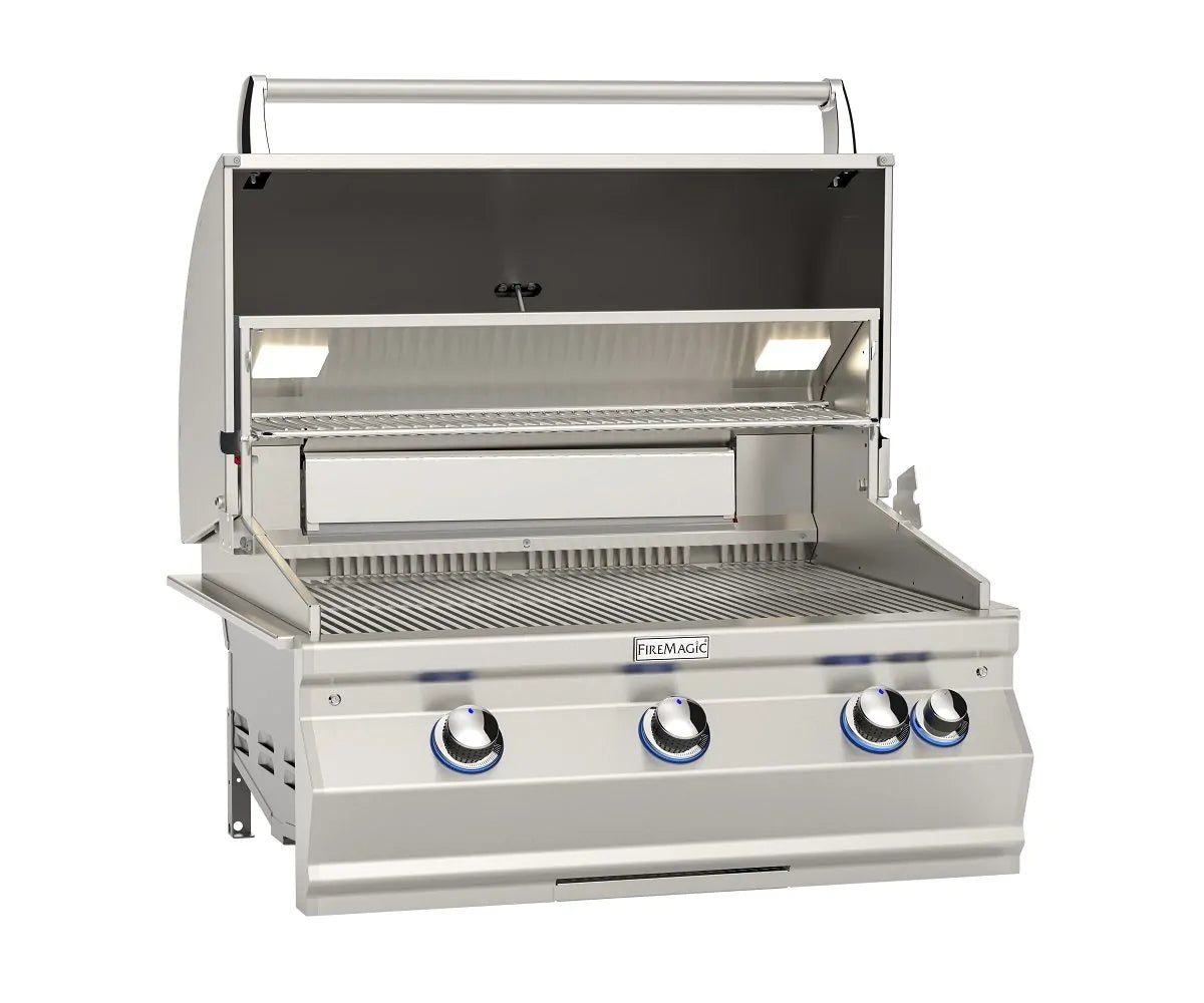 Fire Magic - Aurora A660i 30-Inch Propane Gas Built-In Grill with 1 Sear Burner, Backburner, Rotisserie Kit and Analog Thermometer-United Backyard