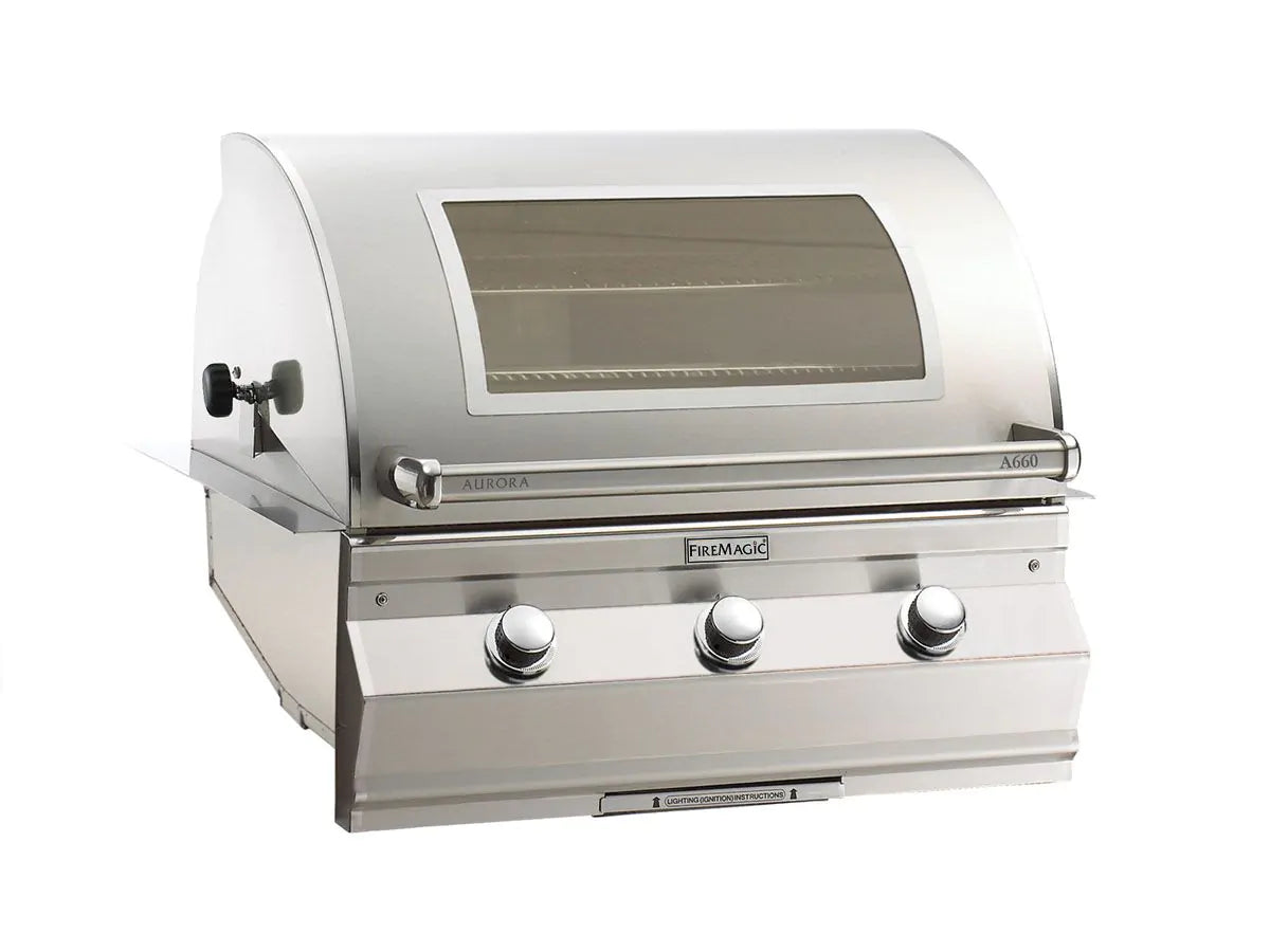 Fire Magic - Aurora A660i 30-Inch Propane Gas Built-In Grill with 1 Sear Burner, Magic View Window and Analog Thermometer-United Backyard