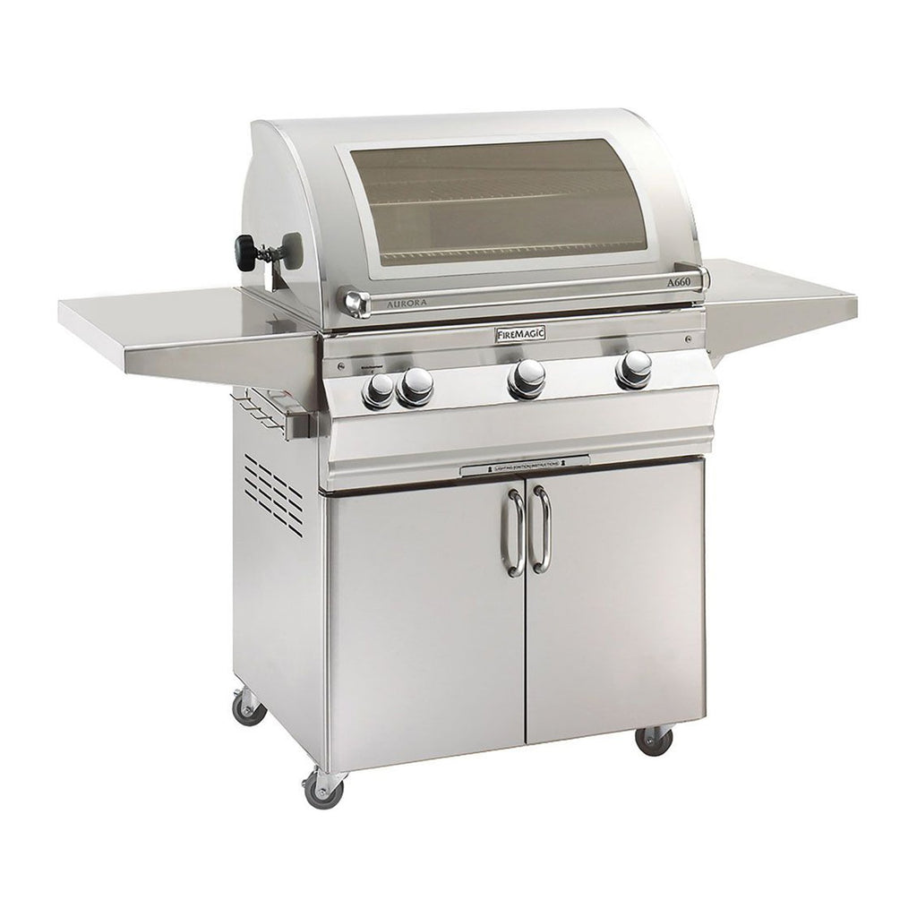 Fire Magic - Aurora A660s 30-Inch Propane Gas Freestanding Grill with Backburner, Rotisserie Kit, Magic View Window and Analog Thermometer-United Backyard