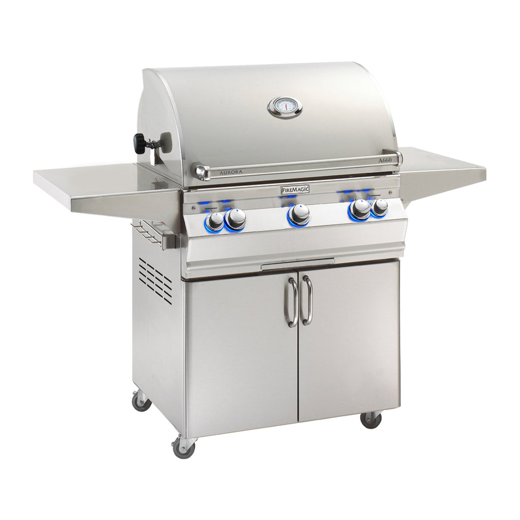 Fire Magic - Aurora A660s 30-Inch Propane Gas Freestanding Grill with Backburner, Rotisserie Kit and Analog Thermometer-United Backyard