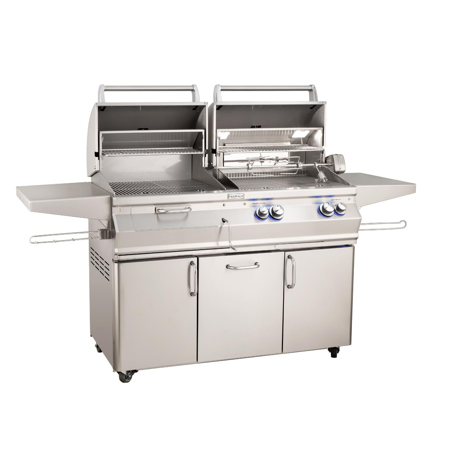 Fire Magic - Aurora A830S 46-Inch Natural Gas & Charcoal Combo Grill With One Infrared Burner, Rotisserie, And Analog Thermometer-United Backyard