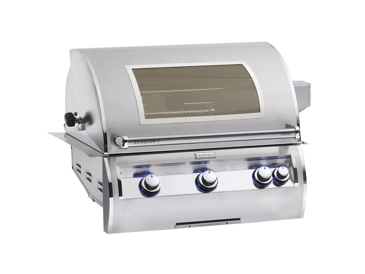 Fire Magic - Echelon Diamond E660i 30-Inch Natural Gas Built-In Grill with Backburner, Rotisserie Kit, Magic View Window and Analog Thermometer-United Backyard
